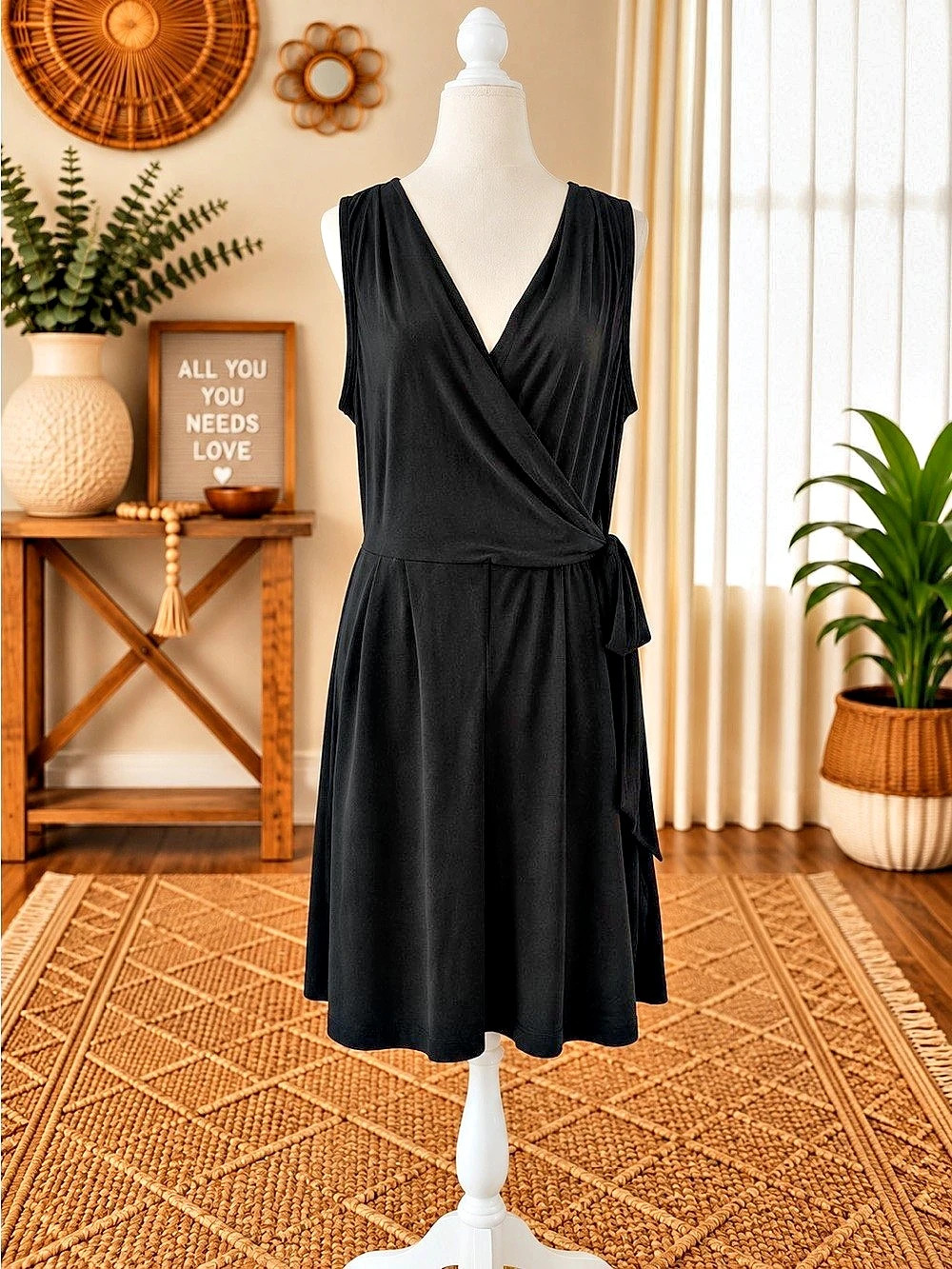 Black Wrap Midi Romper